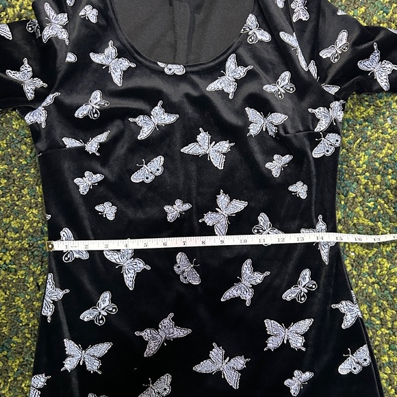 Vintage 90s Velvet Butterfly Print Dress by Melinda Women’s Size M - Picture 8 of 13